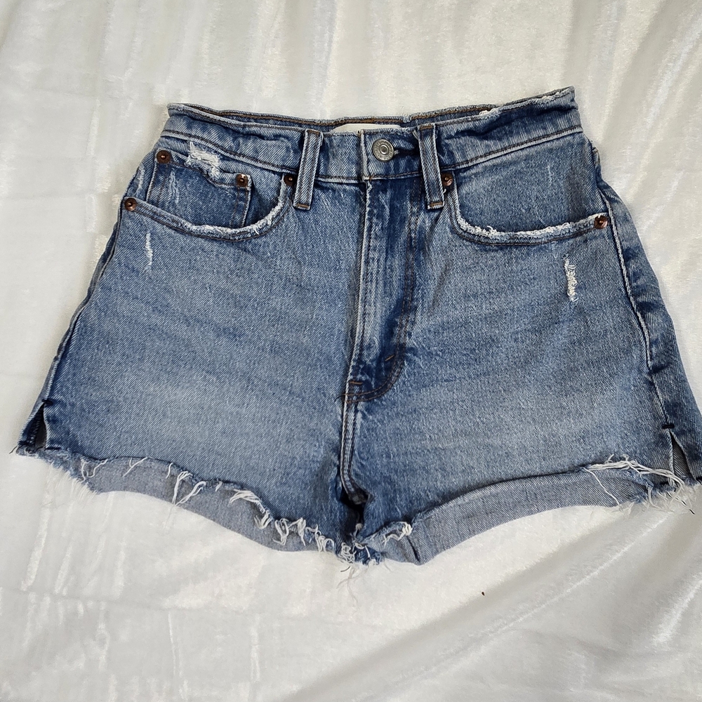 Abercrombie & Fitch Distressed Blue Jean Shorts